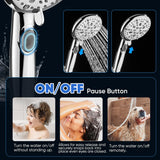 9-Function Shower Head with Built-in Power Spray, 1.8 GPM Water Saving ON/OFF Toggle Switch