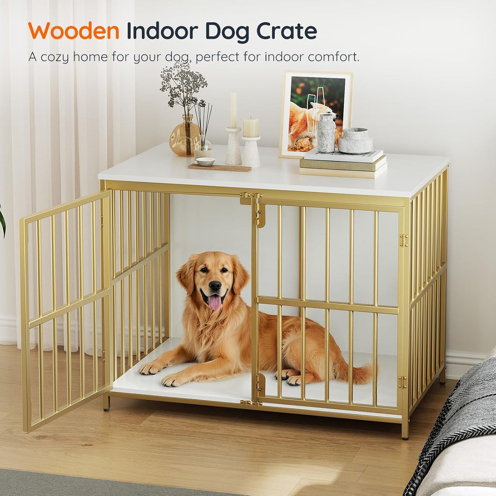 38.6" Dog Crate Furniture, Wooden Dog Kennel Indoor, Heavy Duty Dog Cage for Small/Medium Dog