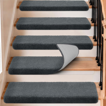 Bullnose Carpet for Wooden Steps Indoor, 15 Pcs 11"x30"