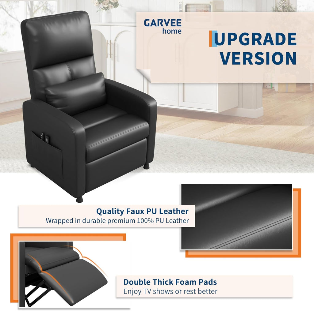 Power Recliner Chair, Adjustable Electric Recliner Ergonomic Overstuffed PU Leather Single Sofa, Tall Back, Padded