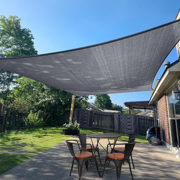 Large Sun Shade Sail 16' x 20' Dark Grey Rectangle Outdoor Canopy | Outdoor sun shade sail for backyard, patio