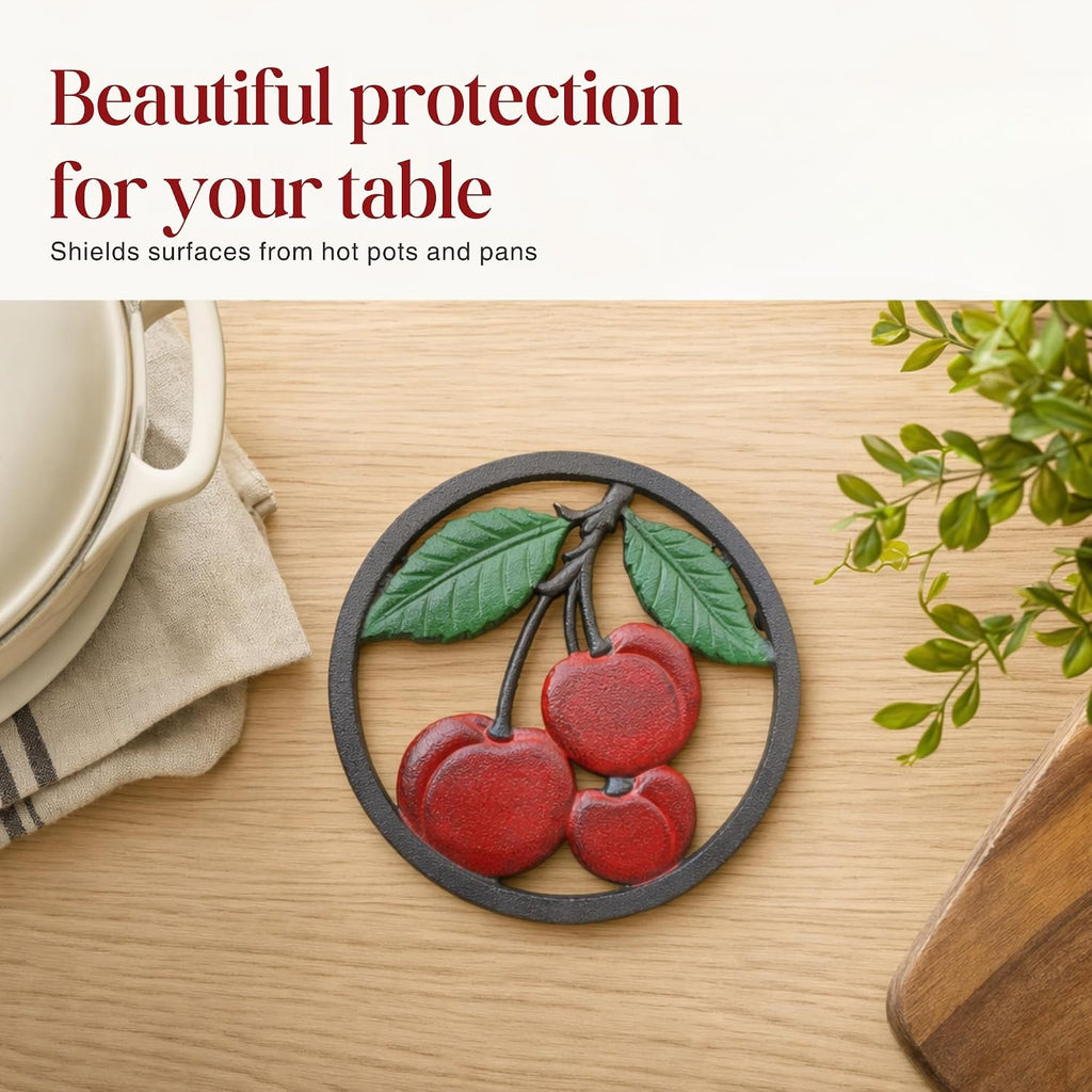 Cast Iron Cherry Themed Summer Style Trivet