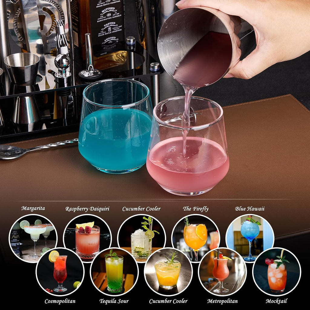 Cocktail Shaker Set Bartender Kit : 15-Piece Bar Tool Set with Acrylic Stand Bars Set with All Practical Bar