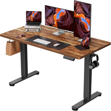 Height Adjustable Electric Standing Desk, 48 x 24 Inches Sit Stand up Desk, Memory Computer Home Office Desk, Vintage