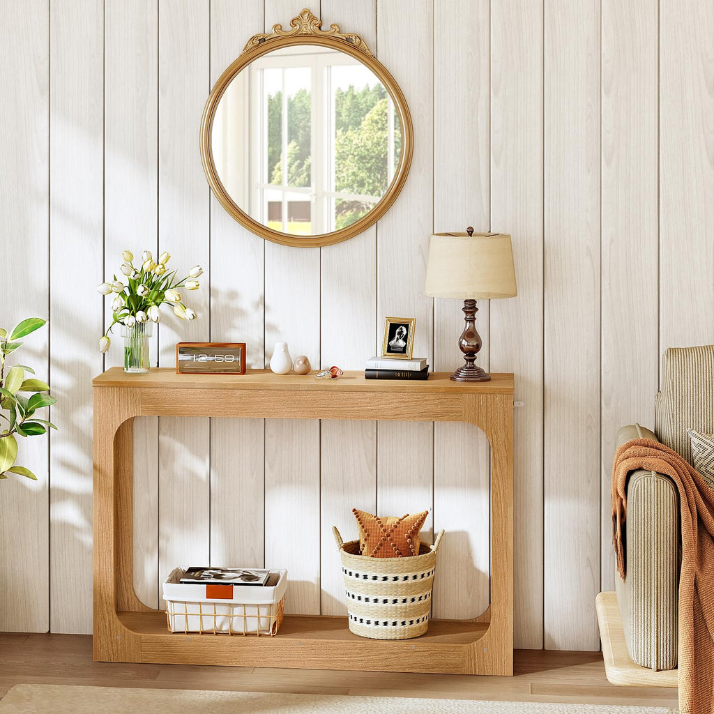 Farmhouse Console Table, 47.2 inches, Light Walnut