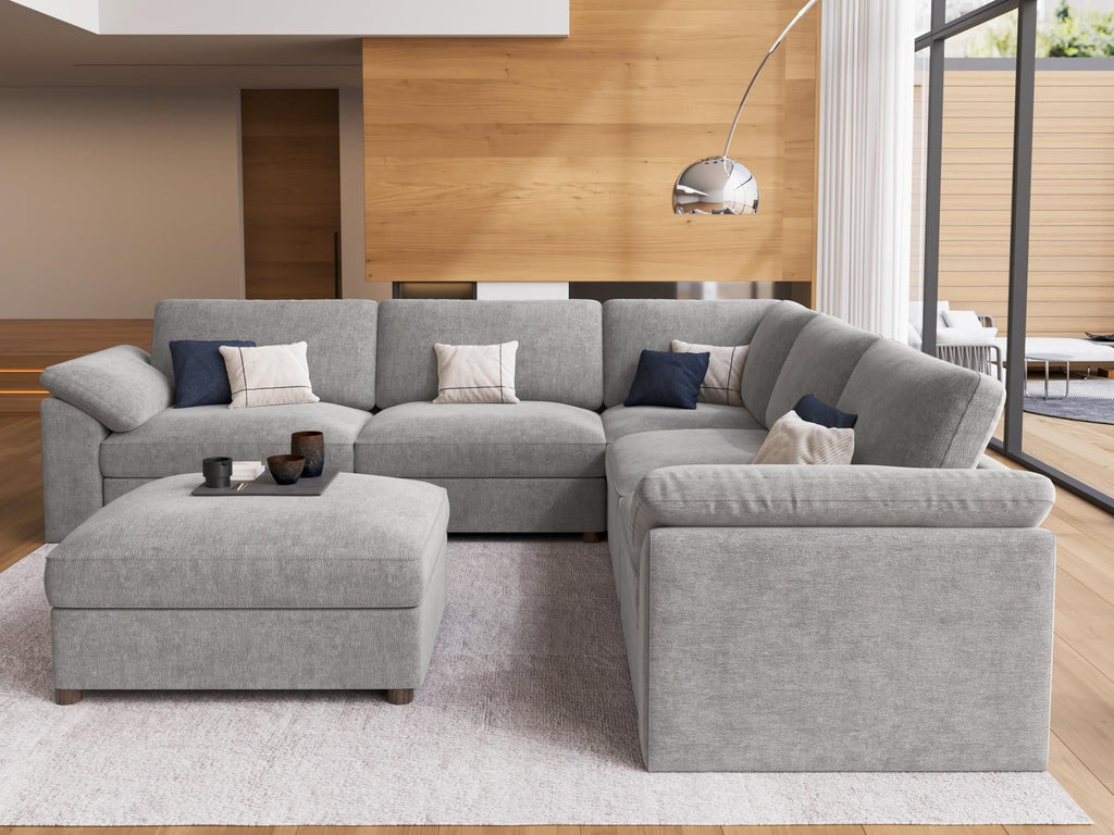 Oversized Sectional Modular Sofa, Comfty Deep Seat Couch