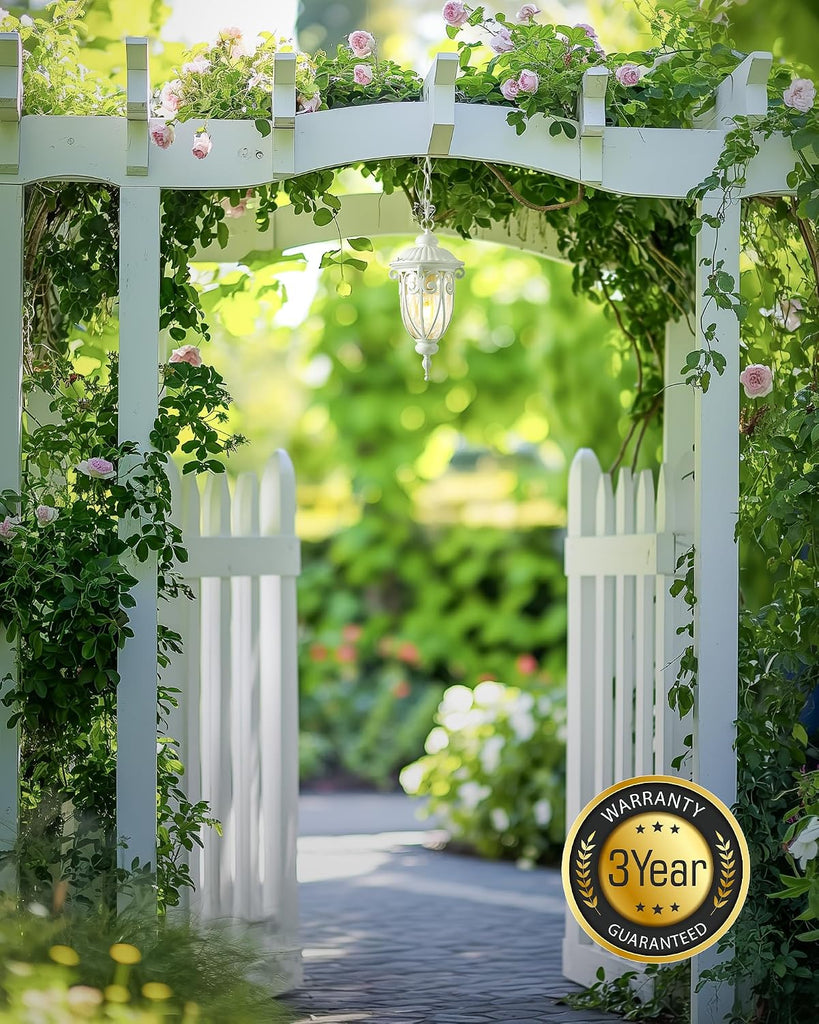 Outdoor Pendant Light Lantern, White Modern Outdoor Chandelier, Handcrafted Hanging Outdoor Lights with Seed Glass