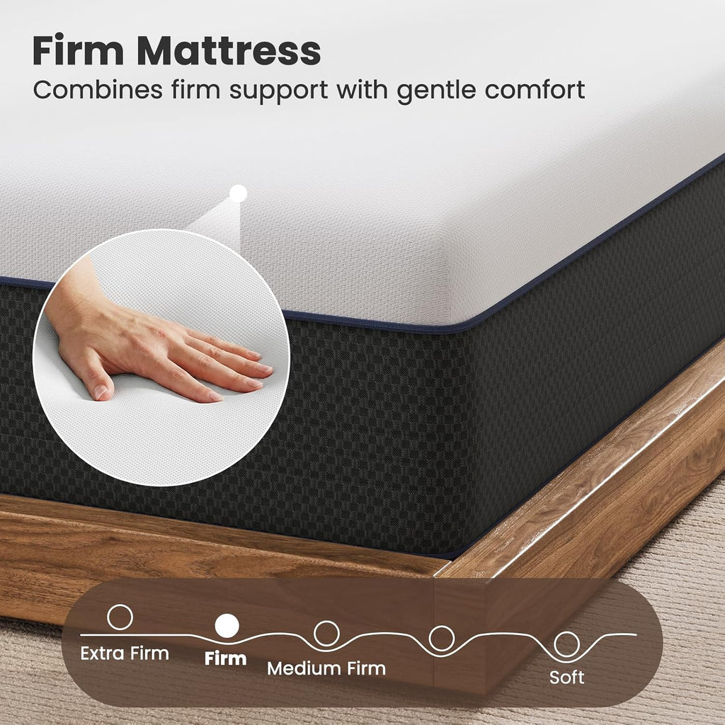 Memory Foam Mattress Full - 12 Inch Firm Full Size Mattress in a Box, Orthopedic Support for Back Pain Relief & Deep
