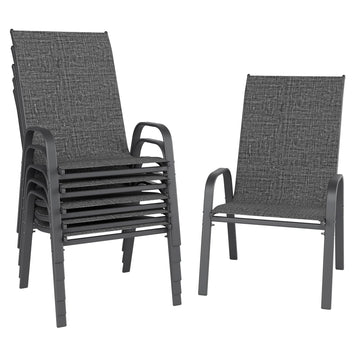 Patio Chairs Set of 6, Stackable Outdoor Dining Chairs for All Weather, Metal Modern Outside Furniture Chair for Pool