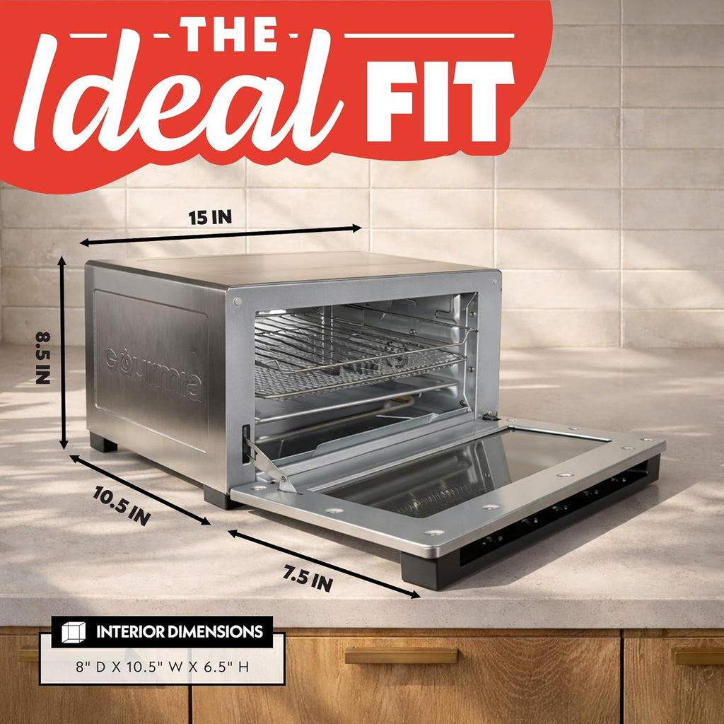 Toaster Oven Digital Air Fryer - Convection Mode with 4 Slice Capacity, 3 Rack Positions, 12 Presets, Toast, Bagel