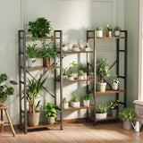 Triple Bookshelf, Bookcase with 11 Open Display Shelves, Wide Book Shelf Book Case, 4 Tier, Brown,ABC009Z
