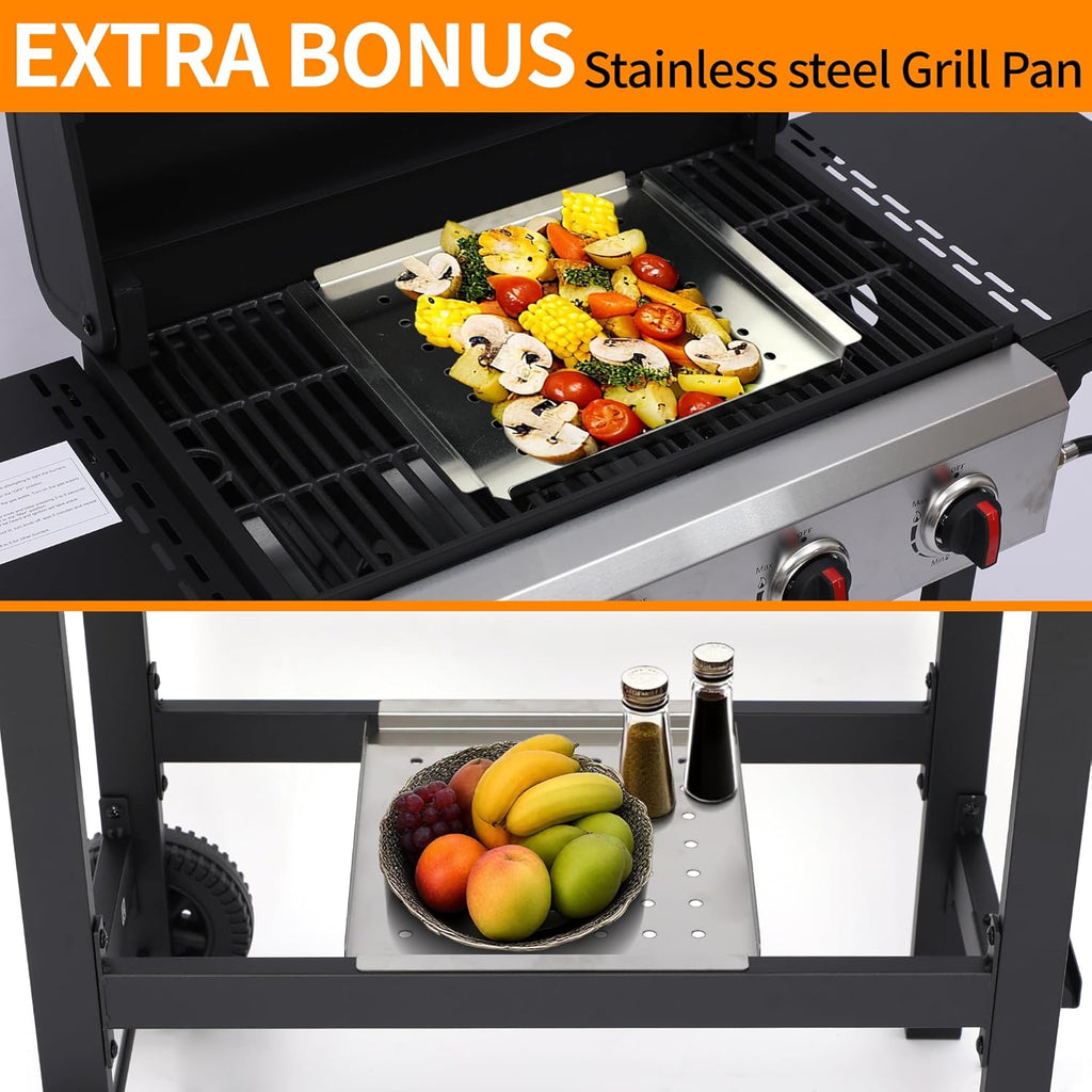 4-Burner Propane Gas Grill, 40,000 BTU BBQ Grill with Cast Iron Grates and Grease Management System