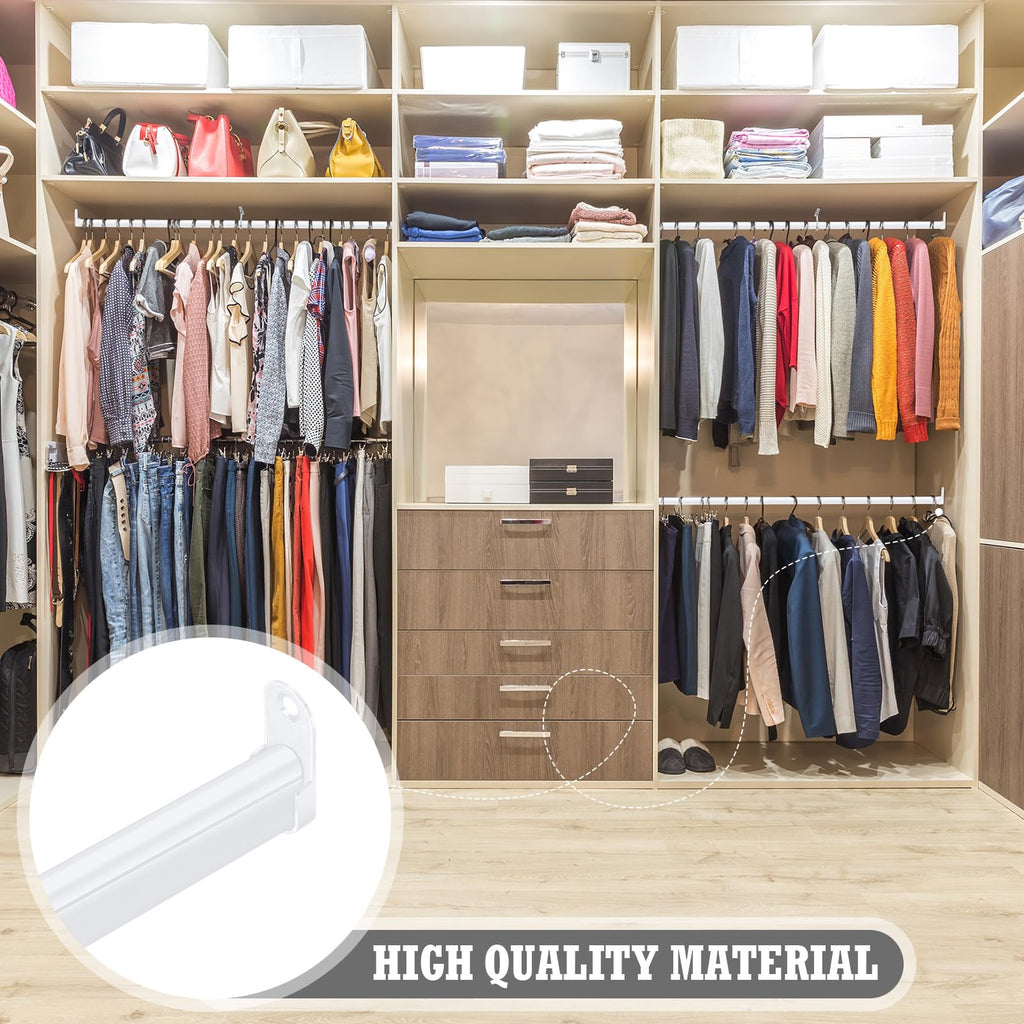 Oval Closet Rod Kit with End Caps Brackets, White