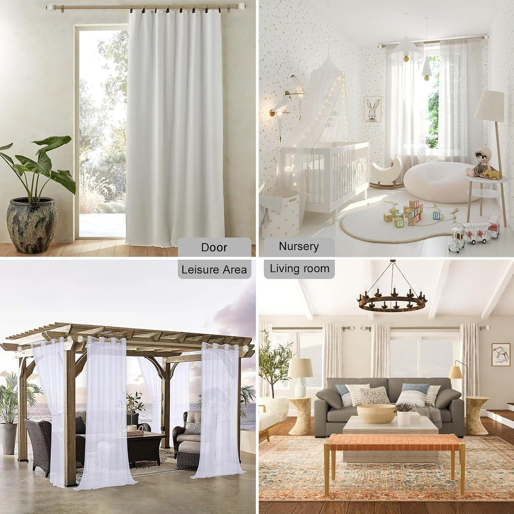 Curtain Rods for Windows 16 to 120 Inches Adjustable Length 1 Inch Diameter Window Curtain Rod with Wood Grain Leaf