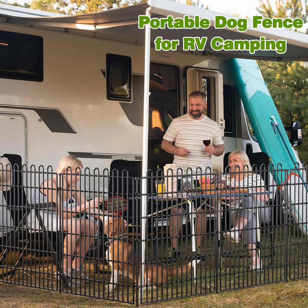 10 Panels No Dig Decorative Garden Fence with Gate for Yard, 48 in(H) X 26.25 ft(L) Animal Barrier Fencing for