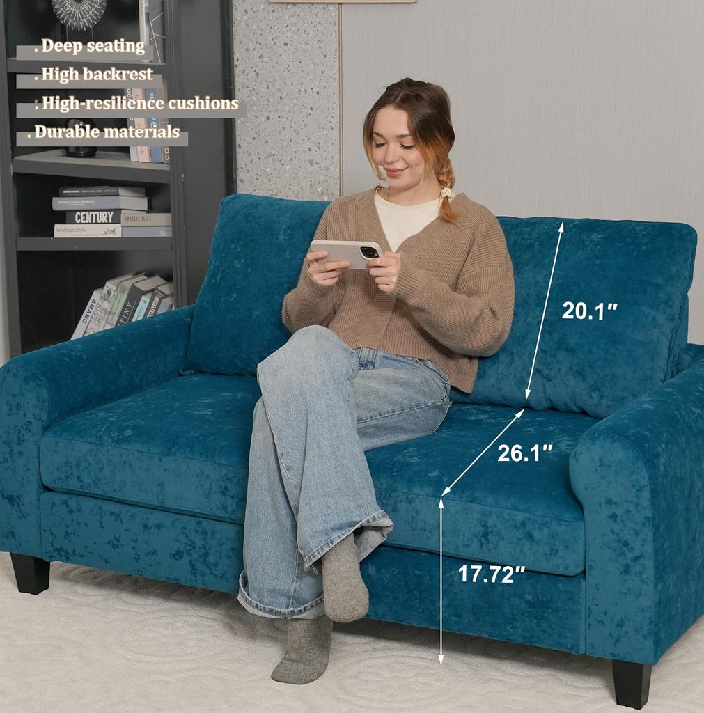 70.6" Velvet Loveseat Sofa, Love Seat Couches , Comfy Deep Seat Couch with Solid Wood Frame and Removable Washable