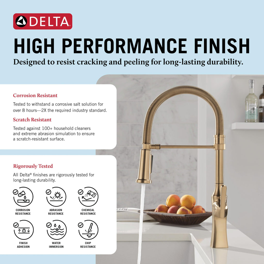 Ermelo Pro Style Commercial Kitchen Faucet with Pull Down Sprayer, Single Hole Brushed Gold Kitchen Sink Faucet