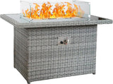 40" Propane Fire Pit Automatic Ignition, 55000 BTU Outdoor Fire Pit with Dust Cover, Rattan Rectangular Design Featuring Glass Windshield, Fire Pit - Image 8