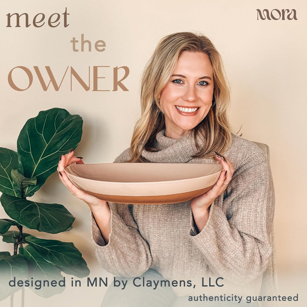 Ceramic Large Serving Bowls- Set of 2 Oval Platters for Entertaining. Modern Kitchen Dishes for Dinner, Fruit, Salad