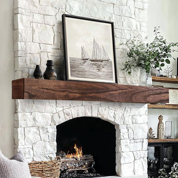 Shelf, 60×8×5 Inch Wooden Floating Shelf for Over Fireplace, Handcrafted Wood Mantels, Wall-Mounted Mantel Shelves