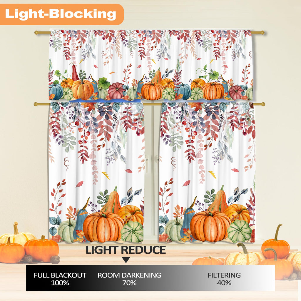 Fall Kitchen Curtains for Windows-Fall Decorations Leaves Pumpkin Valances-Autumn Leaf Curtains and Valances Set