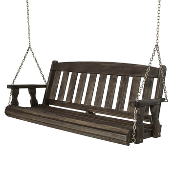 Casual Heavy Duty 800 Lb Mission Treated Porch Swing with Hanging Chains (4 Foot, Dark Walnut Stain)