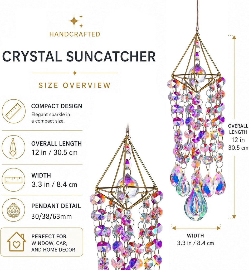 Crystal Suncatchers for Window Hanging Rainbow Maker Sun Catchers Indoor - Glass Wind Chime Garden Sun Catchers with