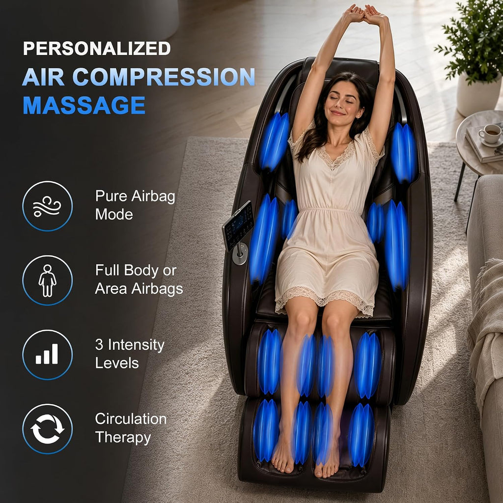 2026 Massage Chair Full Body, 5 Heating Zones for Daily Pain Relief, Zero Gravity 54'' SL-Track, Body Scan, 18 Auto &