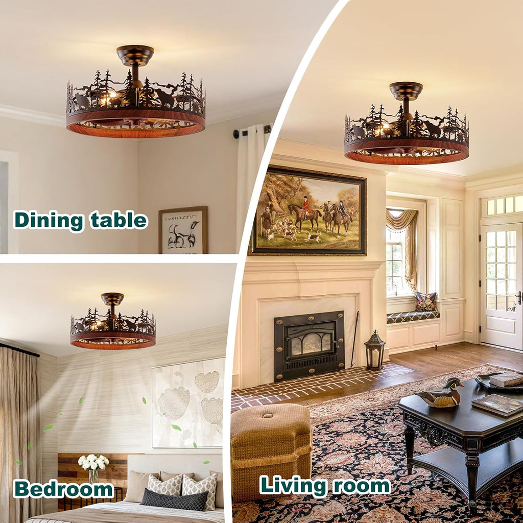 21 Inch Flush Mount Farmhouse Ceiling Fan with Light and Remote