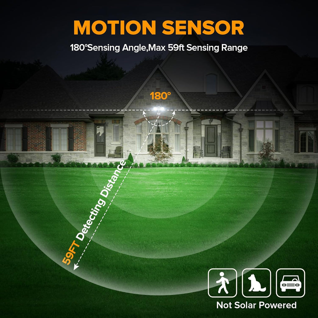 34W 3700 Lumen LED Security Light Motion Sensor Outdoor Lights with Night Light, 5000K Daylight, IP65 Waterproof