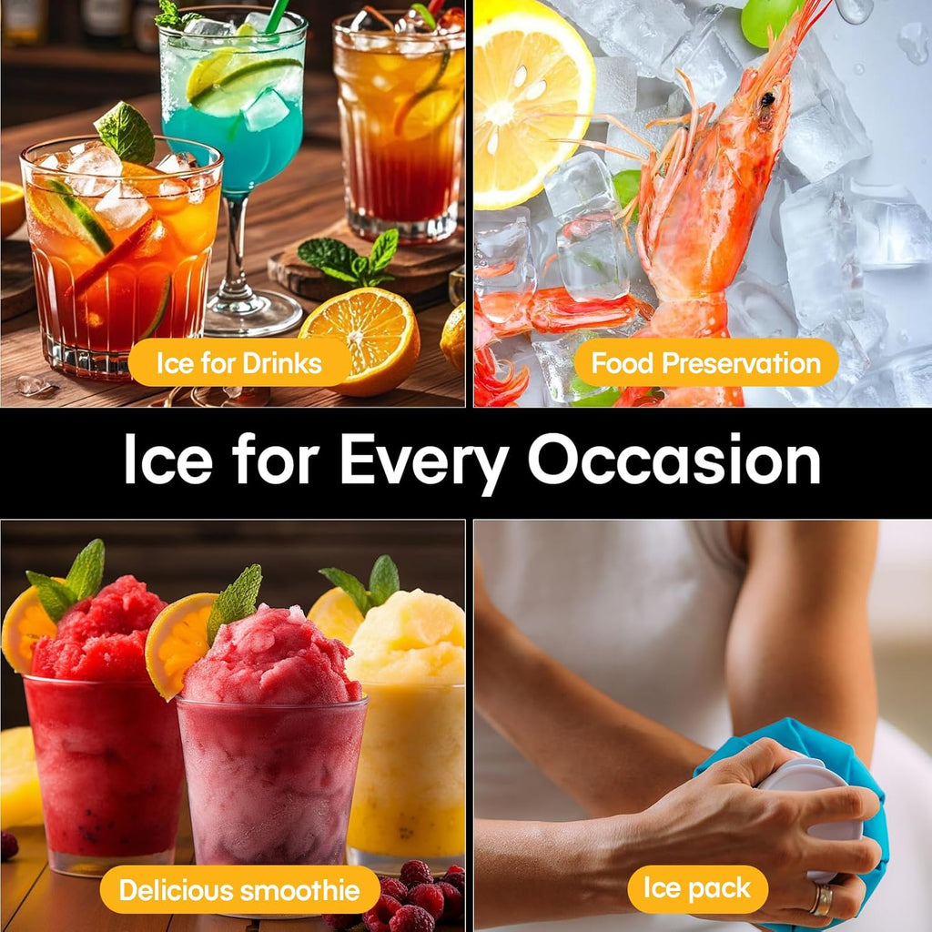 Nugget Ice Maker Countertop, Portable Ice Makers Machine with Removable Basket and Scoop, Self-Cleaning, Quiet, 6-Min