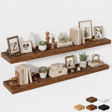 72 Inch Fireplace Mantel Shelf, 12 Inch Deep Shelves for Display & Wall Storage, Rustic Wood Wall Shelf, Extra Long