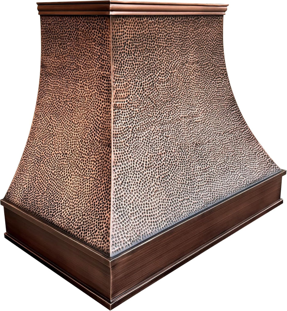 Copper Wall Mount Range Hood 610 CFM LED Lights Dishwasher-Safe Baffle Filters