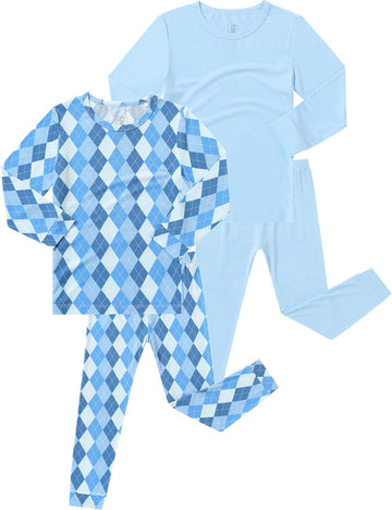 Bamboo Viscose Toddler Pajamas, 4 Piece Pjs for Kids Boys
