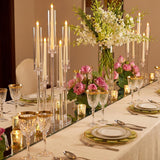 4 Pcs Acrylic Candelabra Centerpieces Candle Holder Crystal 5 Arm Candlesticks Holder with Acrylic Shade Pillar Taper