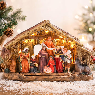 Nativity Scene Indoor, Nativity Set Holy Family Figurine for Christmas
