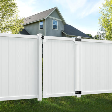 6ft H x 4ft W (1 Gate) No Dig Cambridge Gate Kit, White Vinyl Privacy Yard Fence Entry with Hardware Included for Cambridge