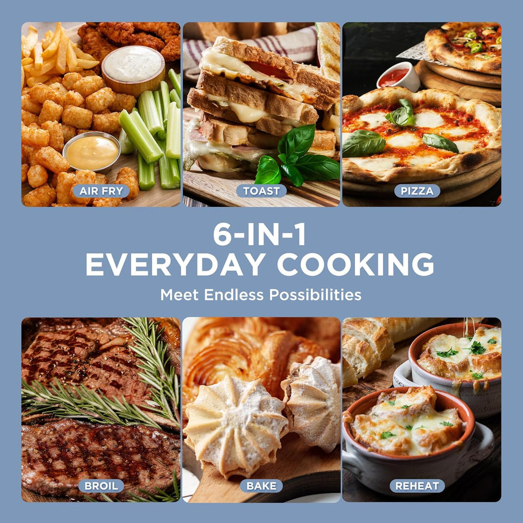 Neo 12.7 Quarts Compact Air Fryer Toaster Oven Combo with Air Fry, Toast, Pizza, Broil, Bake, and Reheat Functions