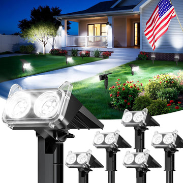 Solar Lights Outdoor Waterproof IP65, 6 Pack Solar Spot Lights Outdoor With 14 Big LEDs, 2-in-1 Wall Lights & 2 Modes