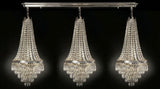 Set of 3 French Empire Crystal Chandeliers - Silver Finish - H30" X W17" 4 Lights Each - Dining Room, Foyer, Entry Way, Living Room