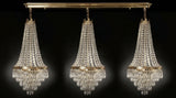 Set of 3 French Empire Crystal Chandeliers - Gold Finish - H30" X W17" 4 Lights Each - Dining Room, Foyer, Entry Way, Living Room