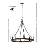 8-Light Dimmable Wagon Wheel Chandelier