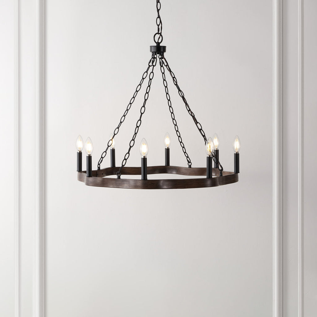 8-Light Dimmable Wagon Wheel Chandelier