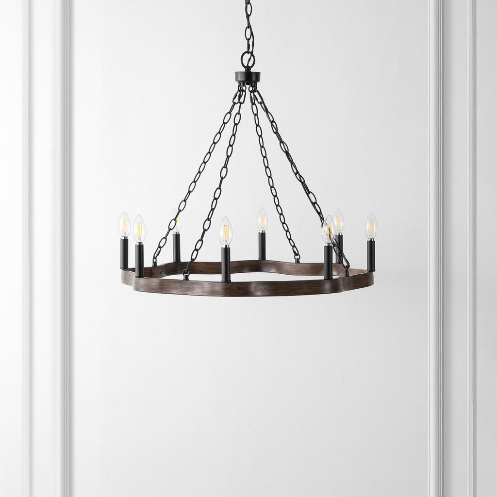 8-Light Dimmable Wagon Wheel Chandelier