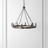 8-Light Dimmable Wagon Wheel Chandelier