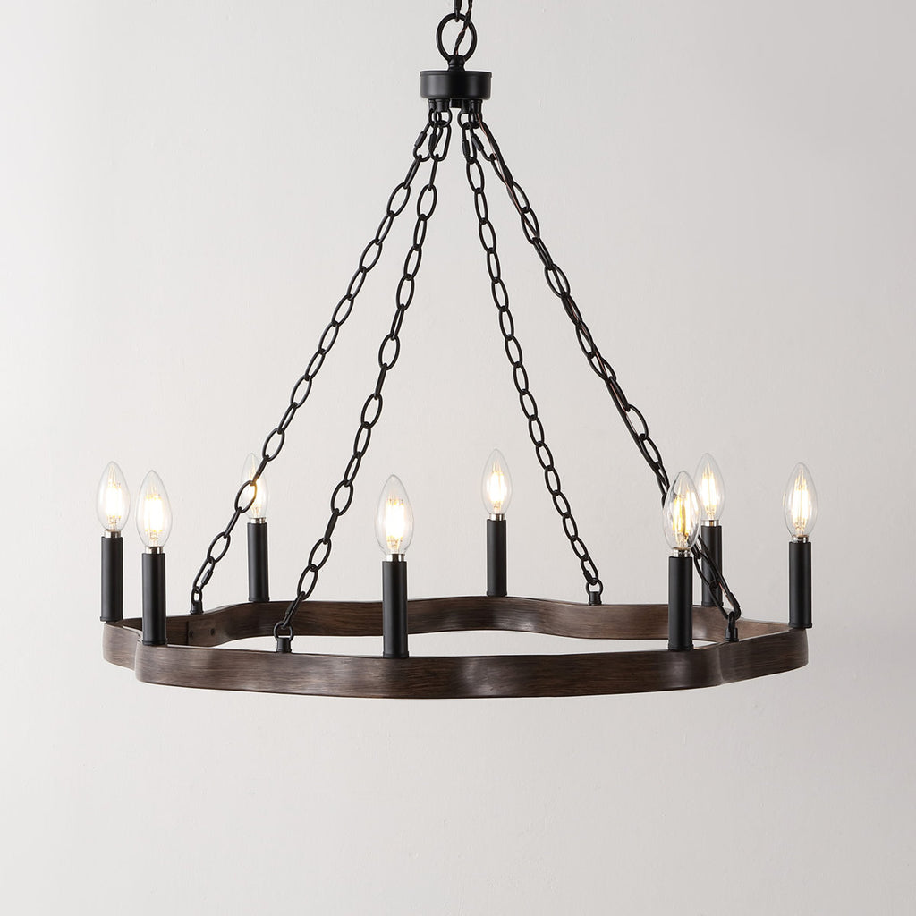 8-Light Dimmable Wagon Wheel Chandelier