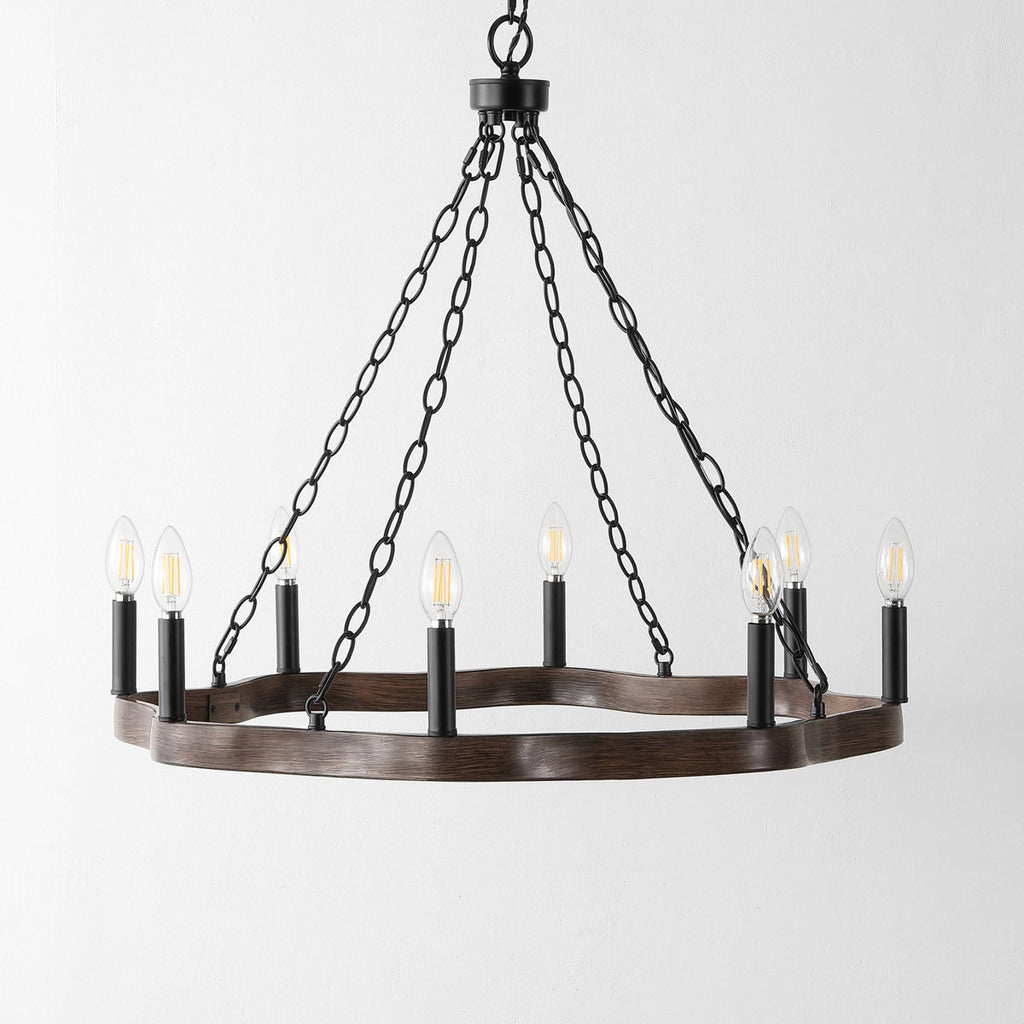 8-Light Dimmable Wagon Wheel Chandelier