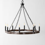 8-Light Dimmable Wagon Wheel Chandelier