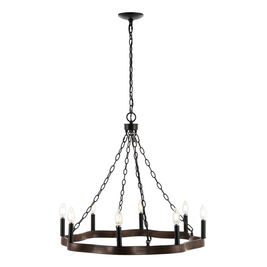 8-Light Dimmable Wagon Wheel Chandelier