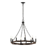 8-Light Dimmable Wagon Wheel Chandelier